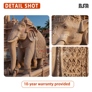 ประติมากรรมช้างหินอ่อนสไตล์ไทยขนาดใหญ่ที่กำหนดเองหินธรรมชาติรูปปั้นช้างไทยสำหรับตกแต่งวัด - Product Image 3
