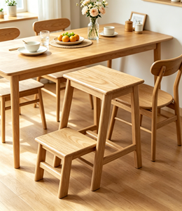 Silla de Comedor con Respaldo en Arco de Roble Natural, Asiento Acolchado de PU Negro Brillante Impermeable, Patas Cónicas de Madera Maciza, Silla Minimalista para Cocina - Product Image 6