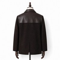 Blazer court décontracté pour femme en cuir véritable et daim de mouton, style vintage, couleur unie, automne