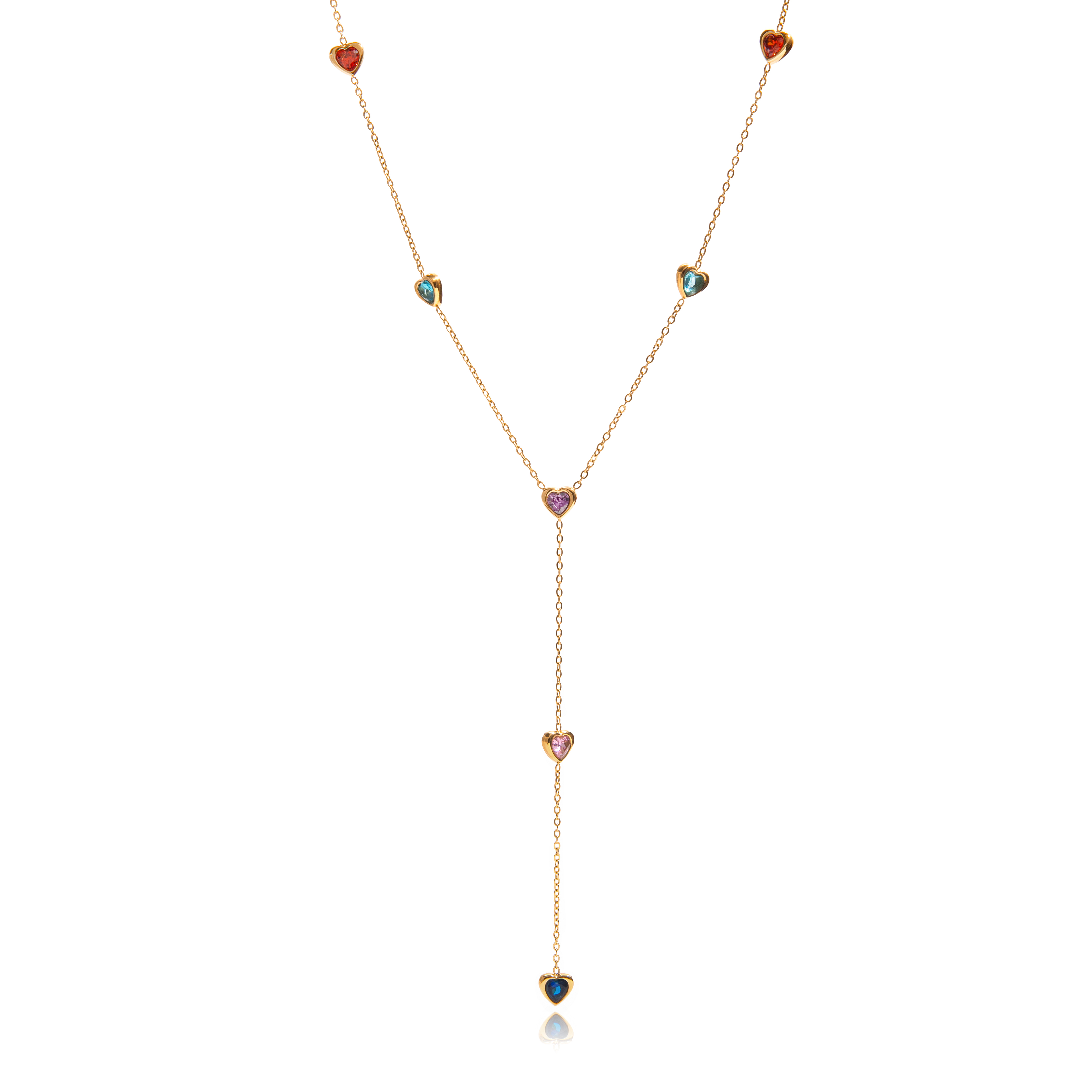 Heart Colorful Zircon Y-shaped Necklace