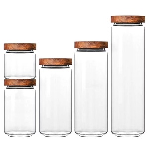 مطبخ حديث ، زجاجة ختم طعام مع غطاء خشبي لتخزين المشروبات والحبوب للحفلات - Product Image 2