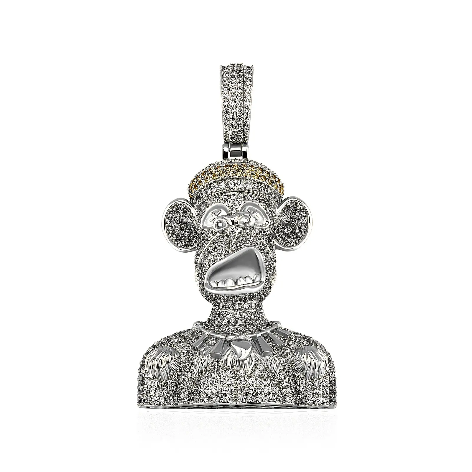 Hip Hop Cartoon Pendant Animal Monkey New Product Brass Jewelry Pendant Iced Out Zircon Pendant