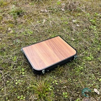Table pliante carrée moderne en bois d'ingénierie avec base en alliage d'aluminium, portable pour camping, pique-nique, école, 4 places