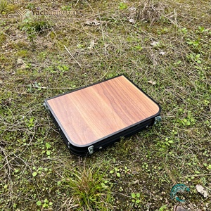 <b>Folding</b> <b>Outdoor</b> <b>Table</b> Rectangular Engineered Wood Iron Frame Minimalist Design Portable Camping Picnic Use - Product Image 5