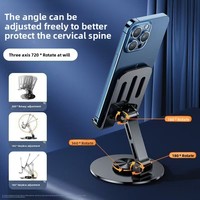 Support de téléphone universel TikTok en alliage d'aluminium et silicone, rotation à 360 degrés, pliable, portable, design réglable, pour bureau, salon, jeux