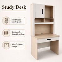 Bureau d'ordinateur intégré avec étagère, moderne et durable, fabriqué en usine, vente directe, couleur personnalisable, pour la maison et le bureau.