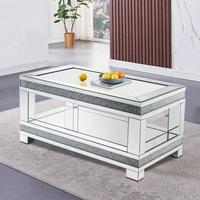 Table basse de luxe moderne américain, populaire, simple, rectangle, miroir, diamant écrasé, pour salon
