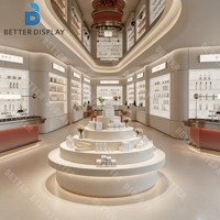 Meubles de présentation sur mesure pour magasins médicaux, présentoirs en contreplaqué pour pharmacies, vitrines en marbre, designs pour magasins médicaux