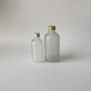 2盎司4盎司8盎司16盎司120毫升磨砂玻璃波士顿圆瓶白色盖洗发水和护发素瓶