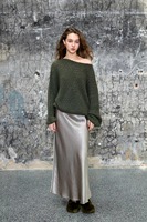 Pull en cachemire pur à 100 % pour femme, col bateau, coupe oversize, manches ballon ajourées, tricot duveteux, poignets et ourlet côtelés, doux et chaud pour l'hiver