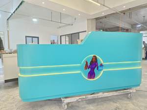 Best Selling Modern Style Custom Reception <b>Desk</b> for Beauty Salon Nail Salon Gym Made Wood Circular Design Small Reception Table - Product Image 2