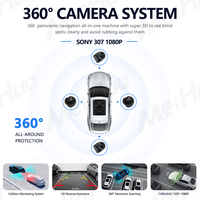 Meihua 360 °   Système de caméra de voiture avec 4 caméras fisheye, vue panoramique, surveillance environnante avec enregistrement DVR, vision nocturne étanche
