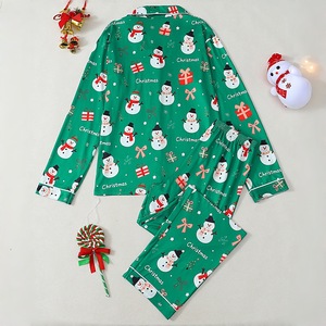 Ensemble de pyjama et de vêtements d'intérieur festifs pour femme, Noël et Nouvel An, automne-hiver, avec cardigan à revers et pantalon à manches longues - Product Image 1