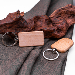 Wooden Pendant Keychain Custom Laser UV Printed Logo Metal Alloy for Promotion Gift