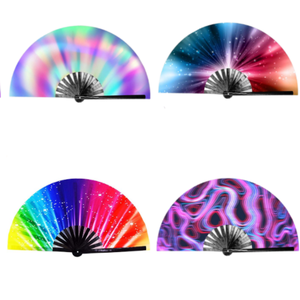 Guan Sen <b>Large</b> Custom Printed Folding Hand <b>Fan</b> 33cm Dance Party Marriage Promotional Gifts Wholesale Fabric Painted Technique - Product Image 1