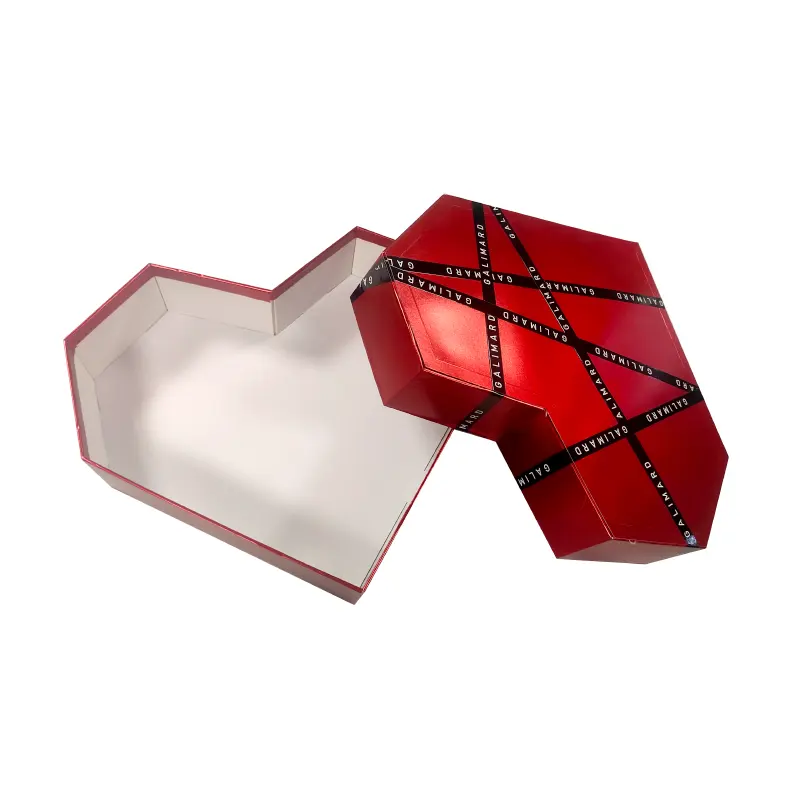 Carton de papier spécial belle boîte-cadeau en forme de coeur de rose infinie avec la boîte de fleur de coeur de couvercle