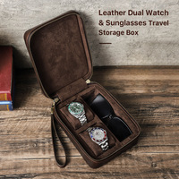 Montre de voyage personnalisée ensemble de lunettes de soleil étui pour hommes Crazy Horse cuir boîte de montre de luxe mallette de rangement pour hommes bijoux étui en cuir