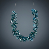 Perles de diamant bleu de qualité AAA, forme briolette, 3-4 mm, 50 carats, 16 pouces, facettées, en forme de larme, pour la fabrication de bijoux, vente en gros