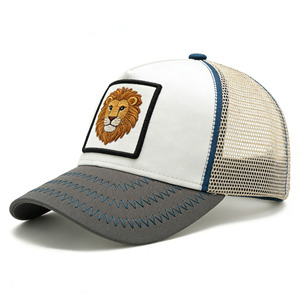 Gorra Trucker de Lona de 5 Paneles con Bordado de León Vintage, Malla Trasera, Ligera, Transpirable, Ajustable, Estilo Hip Hop, para Ciclismo y Pesca - Product Image 3