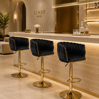 Tabouret de bar minimaliste en velours noir, pivotant, réglable en hauteur avec vérin à gaz, pour café, bar, salon, réception, art