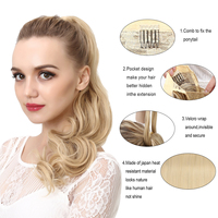 Extensions de cheveux synthétiques invisibles à clipser, queue de cheval enveloppante, résistantes à la chaleur, pour femmes, vente en gros