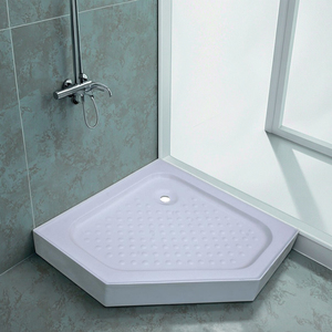 MATCH WELL Plateau <span class=keywords><strong>de</strong></span> douche <span class=keywords><strong>en</strong></span> acrylique design moderne, écologique, avec drain central et installation <span class=keywords><strong>en</strong></span> coin pour salle <span class=keywords><strong>de</strong></span> bain - Product Image 6