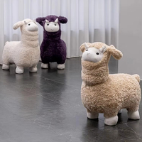 Meuble de salon moderne, tabouret/chaise en peluche créatif en forme de mouton de dessin animé, écologique, doux et robuste, pour chambre d'hôtel