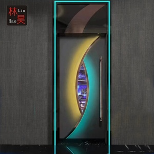 <span class=keywords><strong>Porte</strong></span> <span class=keywords><strong>d</strong></span>'<span class=keywords><strong>entrée</strong></span> principale de luxe en acier noir brillant or <span class=keywords><strong>double</strong></span> pour discothèque et KTV Bar Lounge - Product Image 5