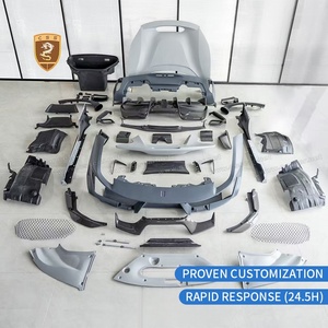 Комплект кузова из полууглеродного волокна в стиле Pis-ta для 488, боковые юбки переднего бампера, капота двигателя, расширяющий задний спойлер, обвес - Product Image 5