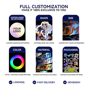 Pegatina de Vinilo Holográfica Personalizada con Logotipo, Pegatina Decorativa de <span class=keywords><strong>Anime</strong></span> Resistente al Agua, Directo de Fábrica - Product Image 4