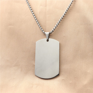 yunnique Stainless Steel <b>Dog</b> <b>Tag</b> Pendant Necklace Men's Geometric Chain 3.0*60cm Silver Color Fashion Jewelry - Product Image 1