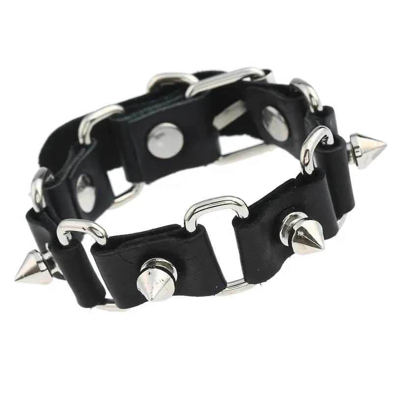Simple New Fashion Cowhide Bracelet Punk Personality Accessories Motorcycle Leather Bracelet for Men