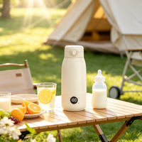Bouilloire Électrique Chauffante Sans Fil en Acier Inoxydable avec Contrôle Numérique de la Température, Batterie Amovible pour Voiture et Camping-Car