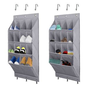 2 in 1 Over the Door <b>Shoe</b> Organizer Clear Hanging <b>Rack</b> Fabric Closet <b>Shoe</b> Organizer Storage Bag with 12+2 Large Pockets Each - Product Image 2