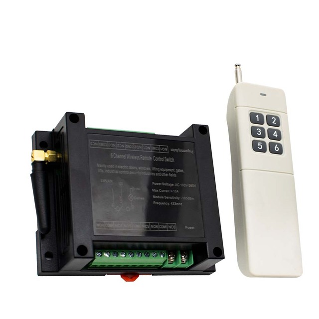 AC 220V 100-265V 6 Channel RF 433MHz Wireless Remote Control System Receiver Transmitter Universal Power Industrial Controller