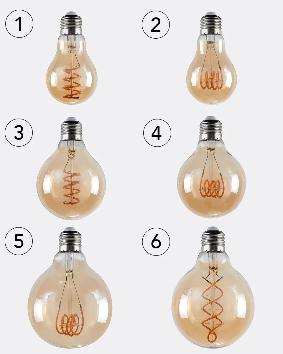 Amber G80 G95 G125 dimmable edison soft filament bulb quad loop vintage led bulb flicker free home decorative led bulb