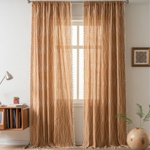 XinLan Vente en gros rideaux <span class=keywords><strong>vert</strong></span> <span class=keywords><strong>sauge</strong></span> pour salon, rideaux floraux semi-transparents Boho 84 pouces de longueur 2 panneaux - Product Image 5