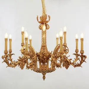 Französisches klassisches Muster-Design Messing modern rund Led Küchenpendelleuchte Gold Led Heimdekoration hängender Kronleuchter
