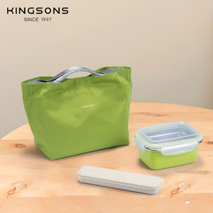 Kingsons Lunch Bag Insulated Zipper Closure Horizontal Square Everyday Use Solid Color Lightweight Portable Tote Bag - Product Image 3