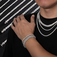 Prix de gros Bracelets et Colliers Tennis Moissanite VVS en Argent Sterling 925, 2mm 3mm 4mm 5mm, pour Hommes et Femmes, style Iced Out