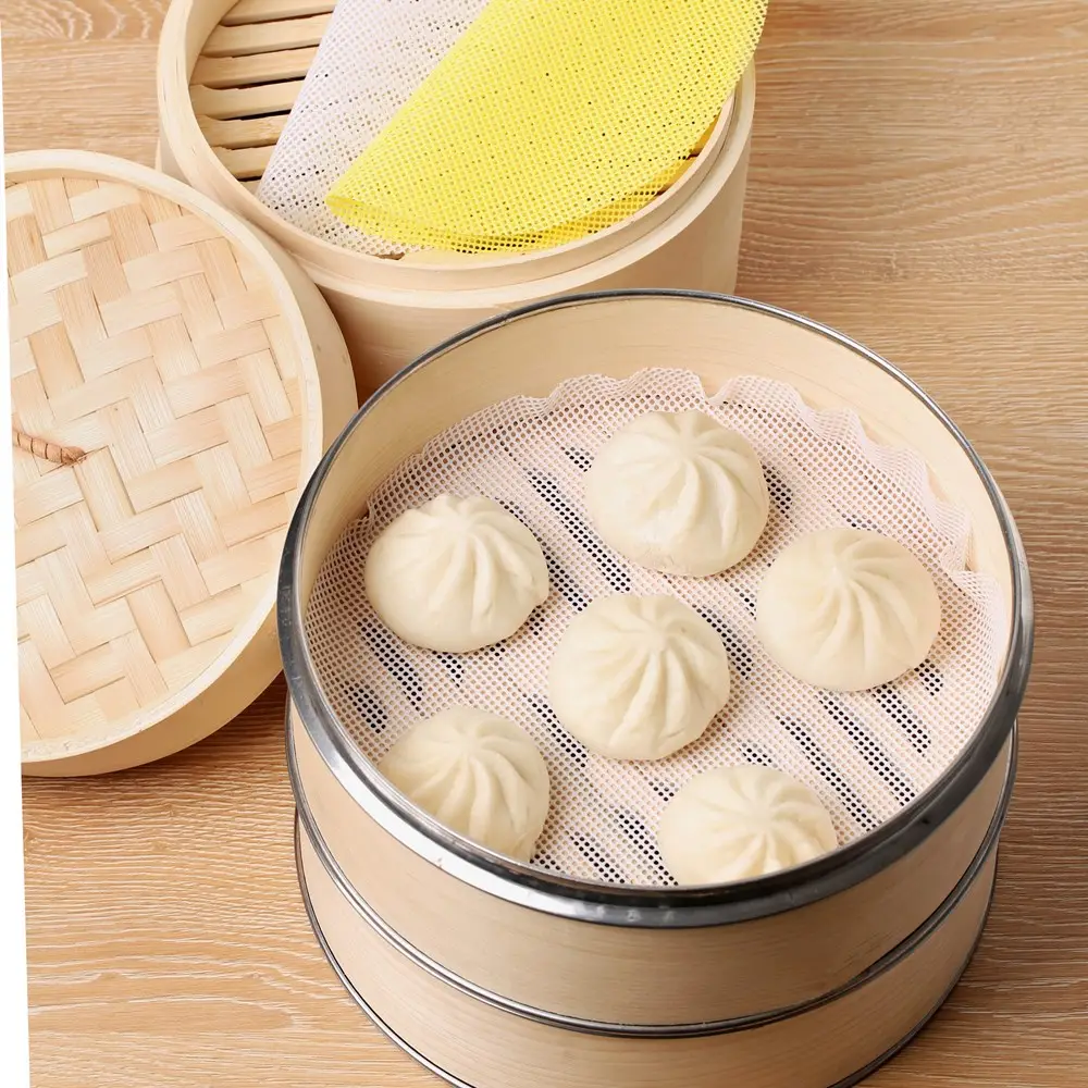 Lớp Thực Phẩm Chống Dính 23 Inch Lớp Lót Silicon Có Thể Tái Sử Dụng Vòng Bánh Bao Mat Bun Dim Sum Baking Pastry Hấp Lưới