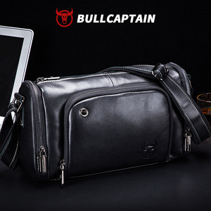 BULLCAPTAIN Men's Cowhide <b>Leather</b> Messenger Bags Laptop <b>Briefcase</b> Satchel Crossbody Bag Men Business Travel Casual Shoulder Bag - Product Image 1