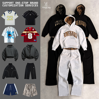 Sweat-shirts à capuche unisexes Yingling avec logo personnalisé, camouflage, vintage, brodés, lourds, avec capuche
