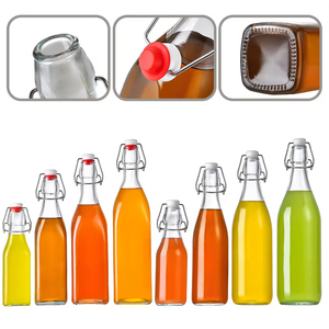 <span class=keywords><strong>Bouteille</strong></span> en verre scellée ronde transparente de haute qualité 250ml 500ml 750ml bouteilles de brassage de bière en verre à dessus pivotant avec rabat - Product Image 2