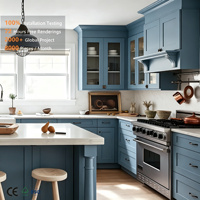 Kabinet Dapur Modular Modern dengan Finishing Melamin Motif Kayu, Set Penyimpanan Kelas Atas untuk Pulau Dapur Apartemen