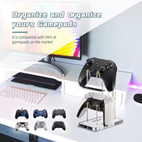 Support de Rangement pour Manette de Jeu en Acrylique Transparent à 2 Niveaux, Support de Bureau avec Écran pour Casque, Étagère de Rangement pour Jeux