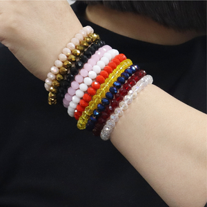 Браслеты из стеклянных бусин с кристаллами на резинке для девочек, оптом, по цене производителя - Product Image 5