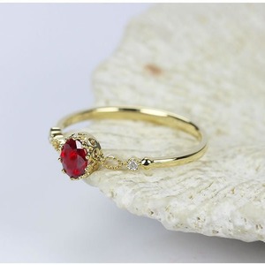 Bague Couronne de Reine en Or Rose 14K, <span class=keywords><strong>Cuivre</strong></span> et Rubis <span class=keywords><strong>Naturel</strong></span> Sang de Pigeon Ovale, Plaqué Or Incrusté, Style Luxe Léger - Product Image 3