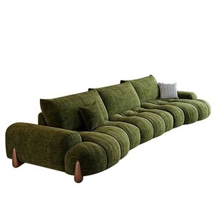 Italian Minimalist Curved Chenille <b>Sofa</b> Solid Wood Legs Living Room Furniture - Product Image 1