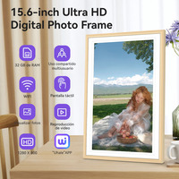 Marco de Fotos Digital HD de 15.6 Pulgadas con Pantalla Táctil IPS y WiFi, Compatible con MP4/MP3, Decoración del Hogar y Montaje en Pared